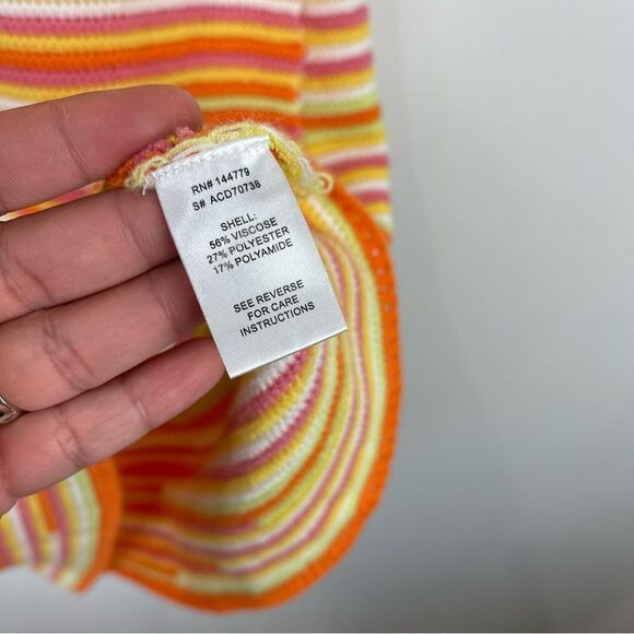 ACOA Orange Striped Knit Halter Mini Dress Sleeveleess Women's Size XL - Picture 7 of 9